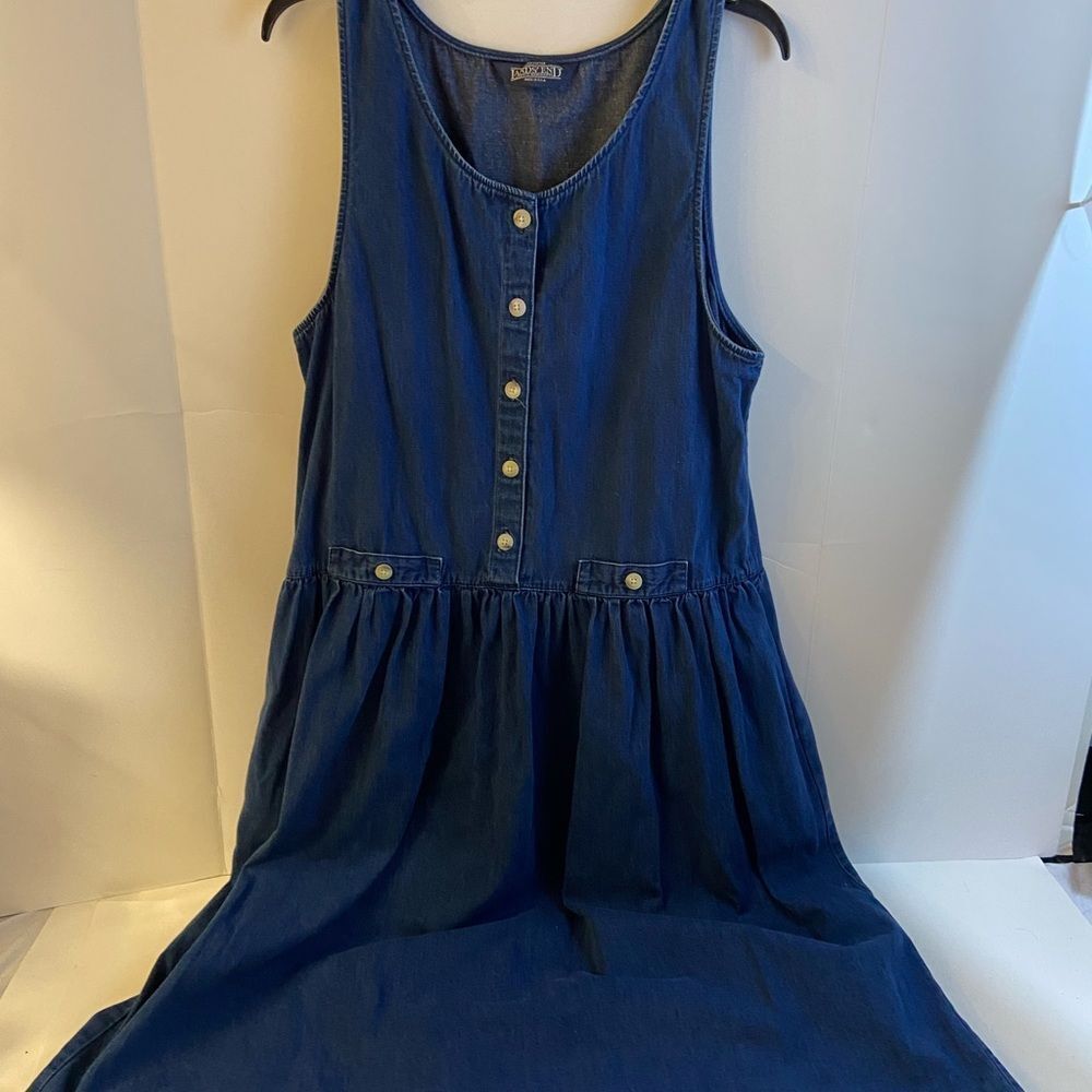 Lands End Merchant Vintage Denim Blue Jean Dress Size 14 Made Usa